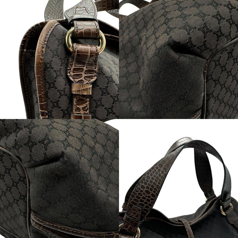 Celine Macadam Handbag Canvas Embossed Leather Br… - image 4